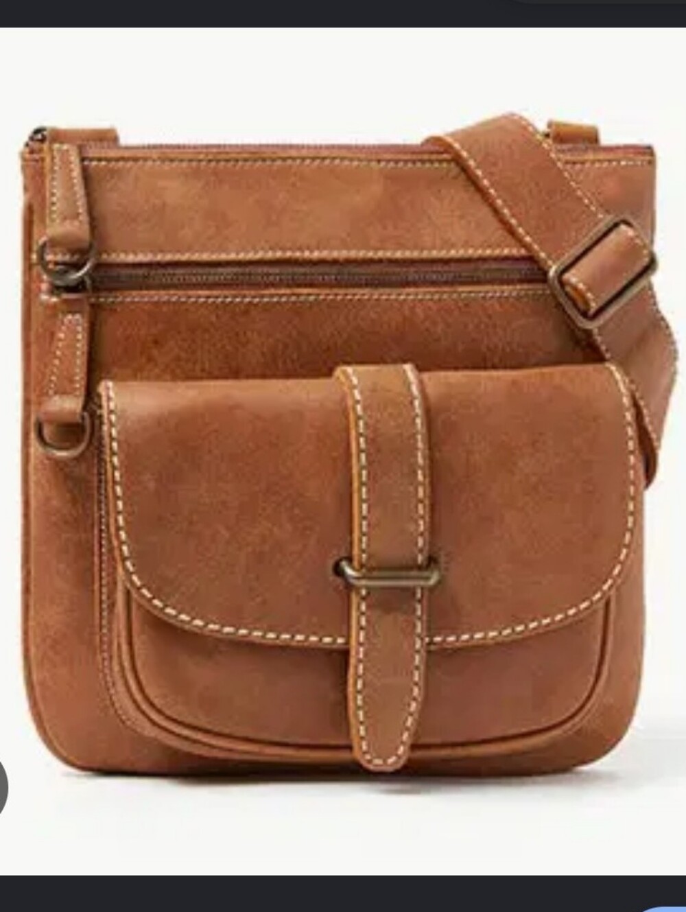 Roots Canada Leather Side  Saddle Messanger Crossbody Bag Brown